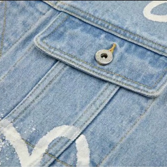 Moditec Hand-Painted Flowers Blue Denim Jacket - Picture 6 of 12